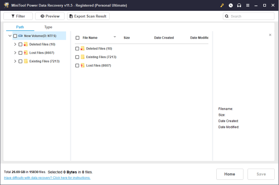 Recover the Deleted Files via MiniTool Power Data Recovery
